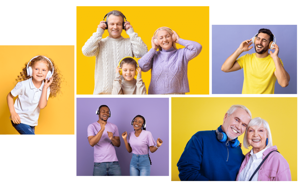 Collage of Families headphones